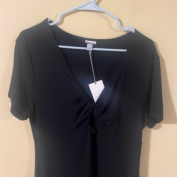 NWT A New Day Black Midi Dress with Front Twist Cutout - Picture 2 of 6